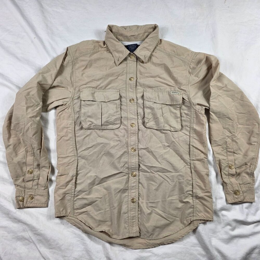 ExOfficio Adventure Womens XS Beige Long Sleeve Shirt Outdoor Camping Hiking
